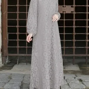 Sudest asiatico prendisole alla moda in pizzo elegante estivo a manica lunga abito musulmano donna Abaya abito musulmano Les abaya