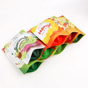 Stampa personalizzata in plastica per uso alimentare con cerniera a prova di umidità modello ananas stand up snack bags