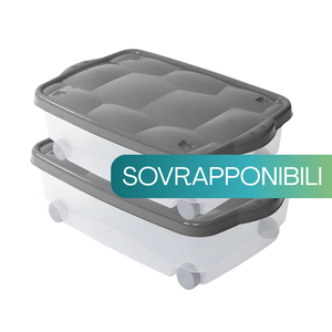 Contenitore Multiuso 60x40x18.5 Cm 24L con Ruote e Coperchio Trasparente per Lavanderia e Organizzazione - Product Image 4