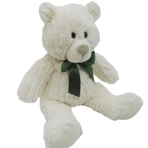 Plush Soft stuffed white bear with bowknot for Gift