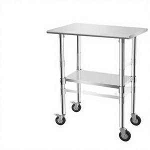 Polished Double Tier Stainless Steel Folding Multifunction Food Use Storage <b>Rack</b> Wheels <b>Kitchen</b> Eco-Friendly Custom Design - Product Image 3