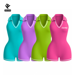 F5920 <span class=keywords><strong>Combinaison</strong></span> Courte Sexy pour <span class=keywords><strong>Femme</strong></span>, Col Polo Décontracté, Dos Nu, Moulante, avec Logo Personnalisé, Collection Été 2026 - Product Image 1