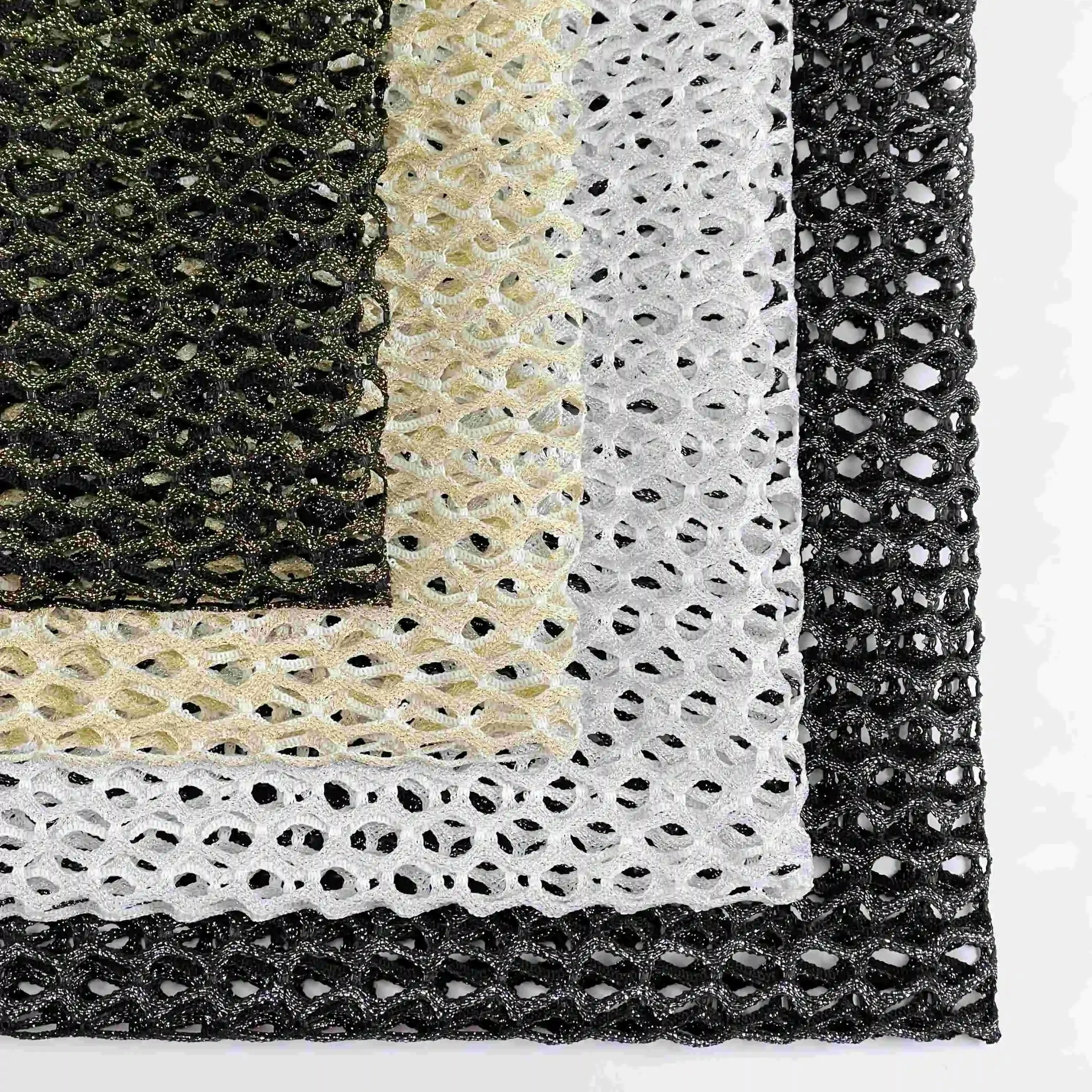 OEM 100% polyester fabric big hole mesh fabric for women's clothing wholesale sexy black fishnet stockings spandex mesh fabric