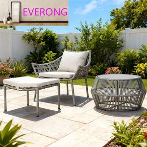 Modern Leisure Outdoor Aluminium Garden Furniture Beach Lounger <strong>Chair</strong> Rattan Reclining Lounge <strong>Chair</strong> with Ottoman - Product Image 1