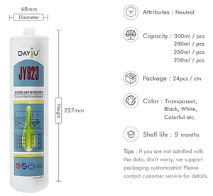 Sellador de Silicona Transparente Neutro No Tóxico de la Marca <span class=keywords><strong>JAYO</strong></span>, Adhesivo para Construcción, Aplicaciones Higiénicas en Cocina, Baño y Vidrio - Product Image 5