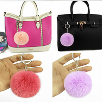 Vente en gros Boule bouffante pelucheuse multicolore 8cm en fausse fourrure de lapin Porte-clés sac Accessoires Pompons Pompons Porte-clés