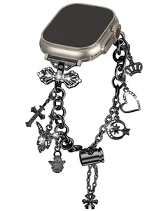 Pulseira de relógio com strass Bling, joia para Apple Watch, pulseira de metal de reposição 38mm 42mm 40mm 45mm 49mm, novidade