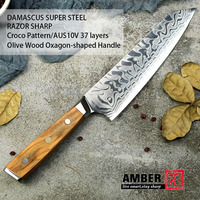 Couteau AUS10V noyau de patten Kiritsuke, avec bois d'olive, 1 pièce