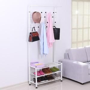 ราวแขวนเสื้อผ้าและรองเท้าแบบ<span class=keywords><strong>ต</strong></span>ั้งพื้นพร้อม<span class=keywords><strong>ต</strong></span>ะขอ 18 อัน และชั้นวาง 3 ชั้น, ราวแขวนเสื้อผ้าแฟชั่น, ราวแขวนกระเป๋า เสื้อผ้า ร่ม และหมว<span class=keywords><strong>ก</strong></span>พร้อมที่แขวน - Product Image 2