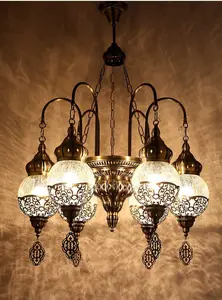 Featured Glass Lampshade Hotel Chandelier Handmade Iron Hollow Chandelier Morocco Style Chandeliers Pendant Lights