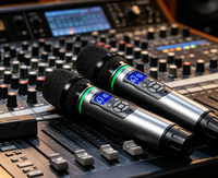 Système de microphones sans fil UHF double OEM personnalisé avec affichage numérique pour karaoké, KTV et haut-parleur