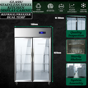 Congelador Vertical Comercial de Gran Capacidad con Puerta de Vidrio, 2 Puertas, Enfriamiento Directo, para Restaurante, con Certificados - Product Image 3