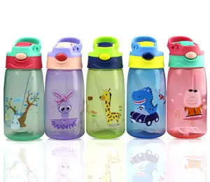 450Ml Bounce Deksel Drinken Dubbele Muur Kinderen Reizen Veiligheid Plastic Bpa Gratis Acryl Kids Fles Met Een Handvat