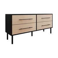 Commode moderne en bois de noyer noir pour chambre à coucher salon et salle à manger commode de table 4 tiroirs double ensemble de meubles de chambre à coucher commode de table