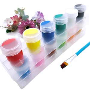 Ensemble de peinture acrylique <span class=keywords><strong>lavable</strong></span> et non toxique pour enfants, fournitures d'art 6/12 couleurs avec pinceaux, vente en gros, prise en charge OEM/ODM - Product Image 1