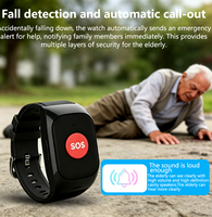 Montre GPS SOS 4G LTE OEM pour personnes âgées avec appel bidirectionnel, bouton panique, étanche IP67, longue autonomie, prise en charge du logo personnalisé