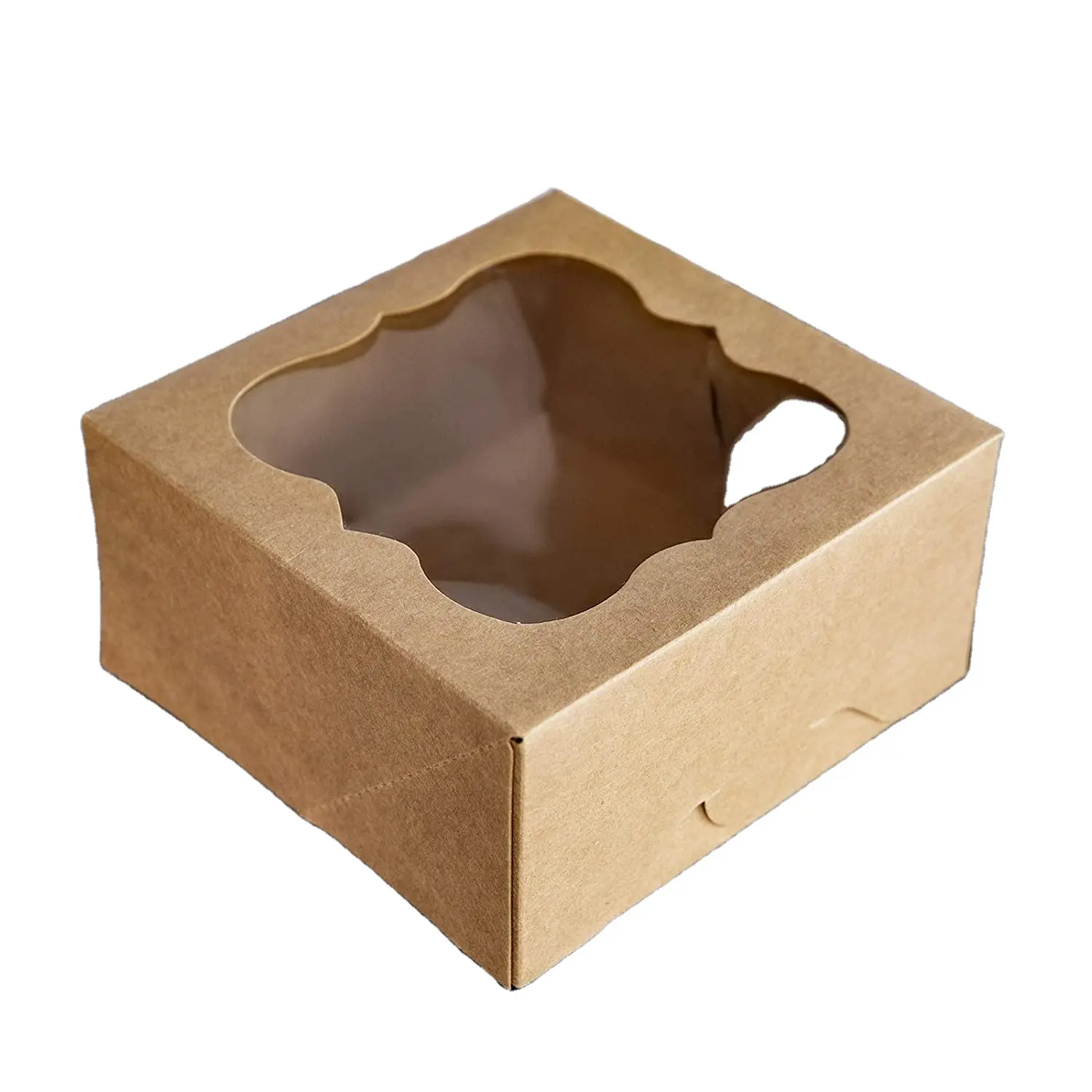 Cookie-Boxen mit Fenster für Papier Geschenk geben Brown Bakery Cupcake-Boxen für die Verpackung Easy Estate Holiday Pastry Dessert Box