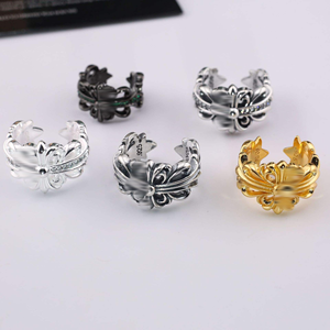 Anelli con Croce in <span class=keywords><strong>Rame</strong></span> Stile Chrome Hearts per Uomo e Donna, Placcati in <span class=keywords><strong>Argento</strong></span> e <span class=keywords><strong>Oro</strong></span>, Gioielli Vintage Trendy Retrò, Regalo all'Ingrosso - Product Image 1
