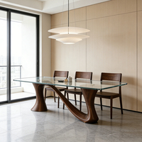 Table à manger en bois massif, table de conférence minimaliste moderne, table de restaurant artistique, table longue de luxe léger, table à manger design