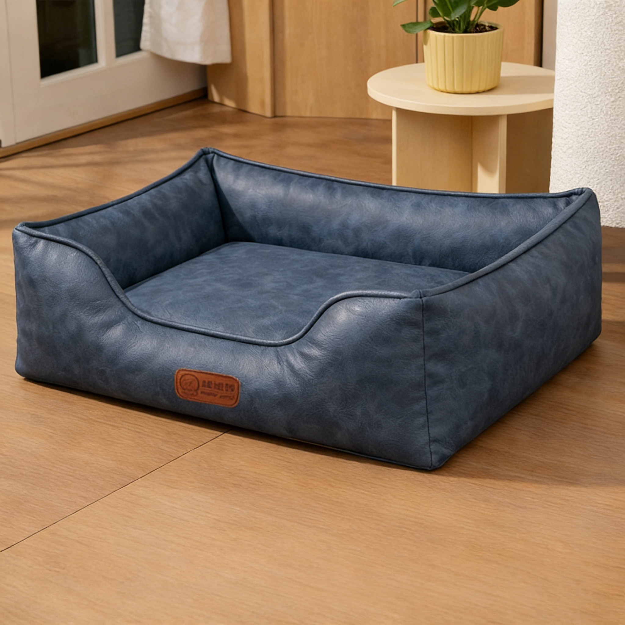 crazy horse leather-Navy Blue