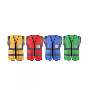 Gilet de sécurité personnalisé, <span class=keywords><strong>veste</strong></span> réfléchissante avec tissu respirant fluorescent pour la construction et la circulation - Product Image 1