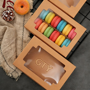 Kotak Macaron dari Karton Kraft Biodegradable Cokelat dengan Jendela Transparan untuk Kemasan Kue Truffle dan Dessert - Product Image 3