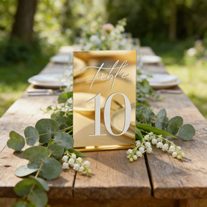 Numéros de table rectangulaires en acrylique doré, modernes, personnalisés et colorés, durables, pour mariages, fêtes, événements, marque-places et centres de table LANJO - Product Image 5