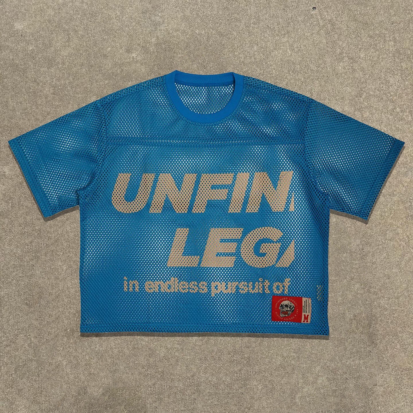 Maglia da calcio corta in rete blu con taglio squadrato