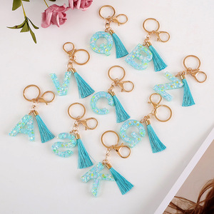 Llavero de moda azul cielo con letras brillantes y borla, adorno para bolso, regalo perfecto de cumpleaños o festivo para amigos - Product Image 2