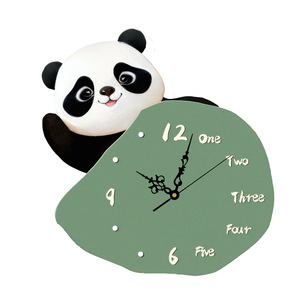 Muestra gratis creativo lindo Panda Reloj de pared silencioso habitación de niños nórdicos Simple reloj de dibujos animados Reloj de pared para sala de estar - Product Image 6