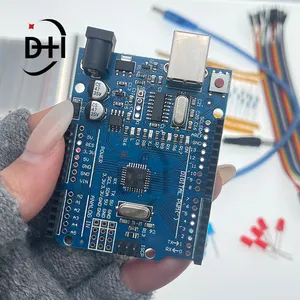 Стартовый комплект для мини-макетной доски UNO R3, светодиодная перемычка, Проволочная кнопка для Arduino Diy Kit, школьная образовательная лаборатория