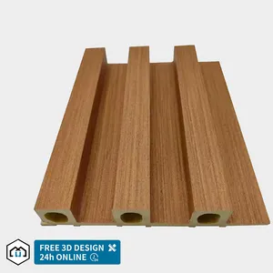 Home Decor Building Material Interior Pvc Wpc Background 3D Soundproof Fluted Waterproof Slat Wall Panels/boards