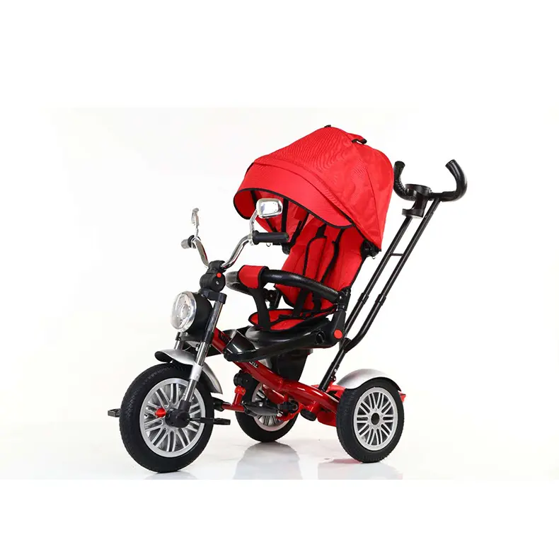 Tricycle à grandes roues pour enfants avec poignée pliable, bleu, 3 roues, tricycle pour bébé de 2 ans, moto