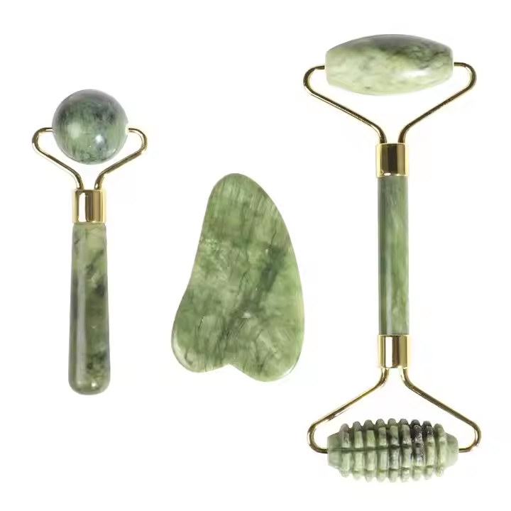 Jade Roller & Gua Sha скребок подарочный набор для косметического массажа лица инструмент для ухода за кожей и уменьшения морщин набор для подтяжки лица