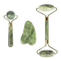 Ensemble cadeau de rouleau de jade vert et de grattoir Gua Sha Edawa pour le massage de beauté du visage, les soins de la peau et la réduction des rides, kit de lifting du visage