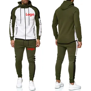 Low MOQ Custom Logo 2 Piece Mens Track Suits Set Color Block Joggers Sets Winter Sweatsuit Slim Fit Men Tracksuits Jogging