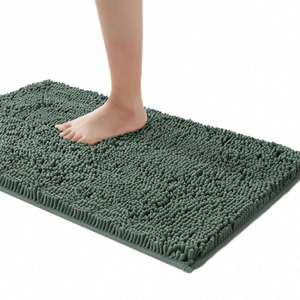 Tapis de bain en chenille antidérapant à haute absorption, super doux, lavable en machine, rectangulaire uni, pour baignoires, douches, salles de bain, 40x60cm - Product Image 1
