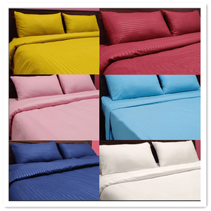 110 Gsm Personnaliser Tailles 100% Polyester Tissé Microfibre Blanchi Blanc Rayures En Relief Tissu Textile À La Maison Ensembles De Draps De Lit - Product Image 1