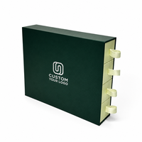 Boîte cadeau rigide personnalisée vert forêt à 4 tiroirs, logo argent mat OEM, emballage cadeau de luxe pour hôtel, spa, soins de la peau, chocolat