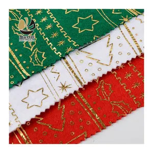 China supplier printed christmas star design knit foil fabric in stocklot