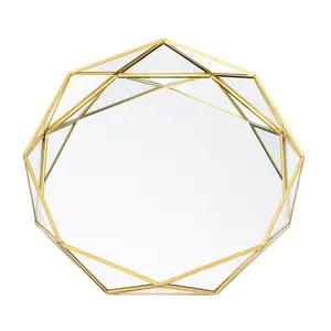 Light Luxury Geometric Round Glass Plate Cosmetic mirrorJewelry Storage Plate box