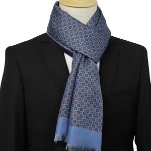 موضة جديدة للرجال أنيقة جميلة زرقاء سميكة دافئة طويلة الأوشحة جودة رخيصة نقية مصنوعة يدويا وشاح الحرير الخريف والشتاء - Product Image 1