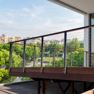 Garde-corps extérieur en câble d'acier inoxydable, balustrade d'escalier moderne à <span class=keywords><strong>fixation</strong></span> anglaise pour balcon et terrasse <span class=keywords><strong>de</strong></span> villa - Product Image 1
