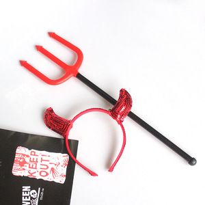 Ensemble de 5 accessoires de déguisement Demon Trident Headband pour Halloween, fête costumée, en plastique rouge, taille adulte - Product Image 4