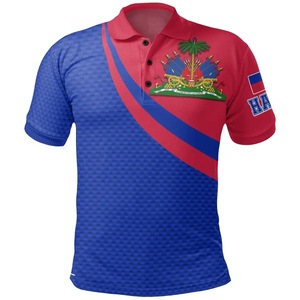 T-shirt polo en polyester de haute qualité en gros, <span class=keywords><strong>maillot</strong></span> de football d'Haïti, t-shirts, drapeau haïtien, jeux de football, fans, célébration - Product Image 3