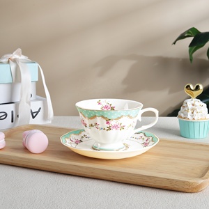 Europe Design 220ml Céramique Floral Vert Tasse À Thé Soucoupe Ensemble Porcelaine <span class=keywords><strong>1</strong></span> Tasse À Café avec Assiette Premium Thé Tasses Et Soucoupes - Product Image 5
