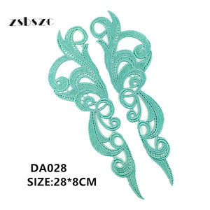 Nouvelle couleur en stock Vert Menthe, patchs en dentelle à motif symétrique pour les créateurs de mode, vêtements, artisanat de scène, bricolage - Product Image 2