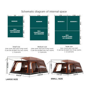 Büyük kamp çadırı 10 12 kişi insanlar su geçirmez çift katmanlı 2 oturma odaları ve 1 salon aile çadır açık yağmur geçirmez çadır - Product Image 6