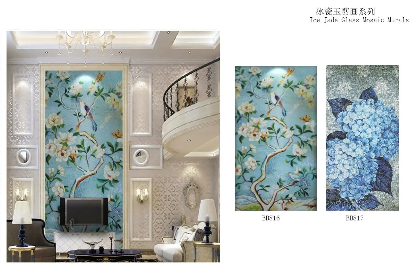 Modern 80x160cm kaca mosaik ubin persegi 36x72 inci Strip Hotel Interior dekorasi dinding elegan Villa desain grafis solusi