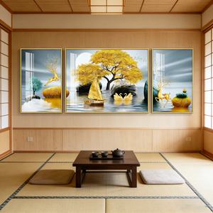 Decoración Vibrante para Pared de Pasillo, Arte Colorido para Iluminar el Pasillo, Pintura Abstracta de Paisaje en Tres Piezas, Lámpara LED de Porcelana de Cristal - Product Image 4